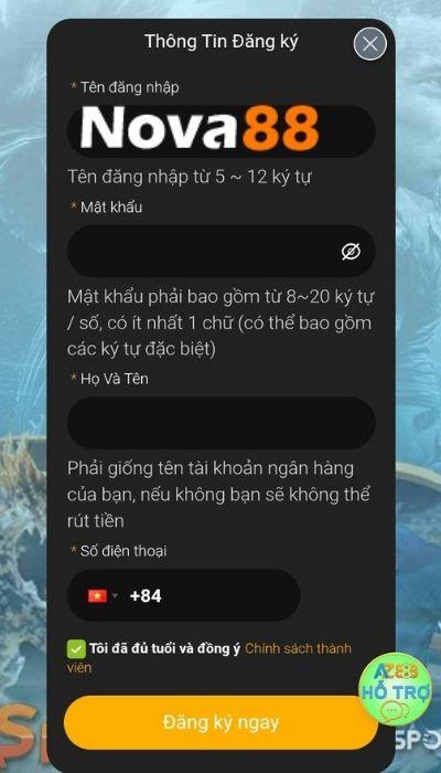 Điền đầy đủ thông tin theo yêu cầu của hệ thống