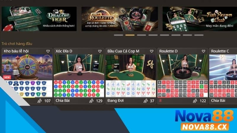 Các trò chơi Hot tại Live Casino NOVA88